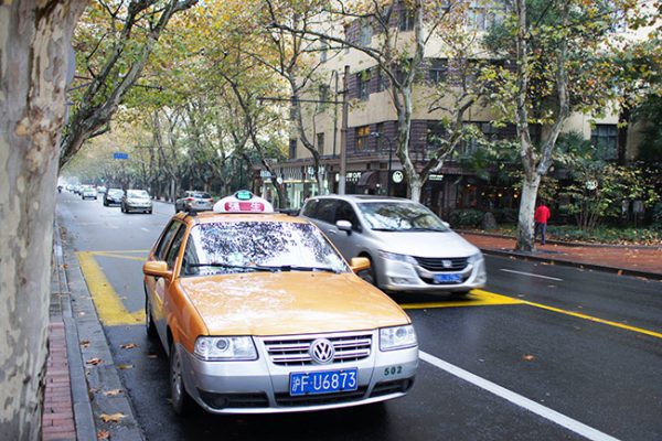 Volkswagen Santana. Taxi in the French Concession of Shanghai